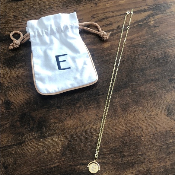 Gold Tone E Initial Necklace on 18.5” Chain - Picture 1 of 10